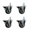 Service Caster 3.5'' Gray Poly Wheel Swivel 7/8'' Square Stem Caster Set with Brake, 4PK SCC-SQ20S3514-PPUB-GRY-PLB-78-4 - alternate 1